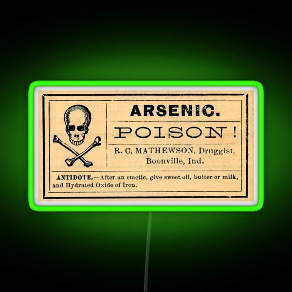 Arsenic Poison Skull Label RGB Neon Sign