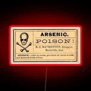 Arsenic Poison Skull Label RGB Neon Sign