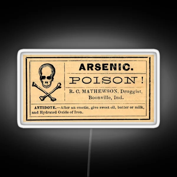 Arsenic Poison Skull Label RGB Neon Sign