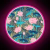 Art Deco Inspired Lotus Flower Neon Sign with RGB Color Accents