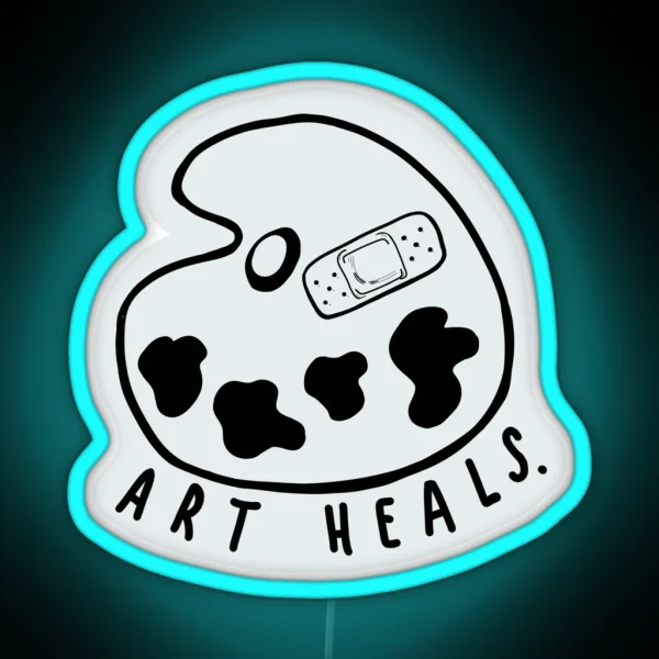 Art Heals Paint Palette Bandage Artist Offwhite Black RGB Neon Sign