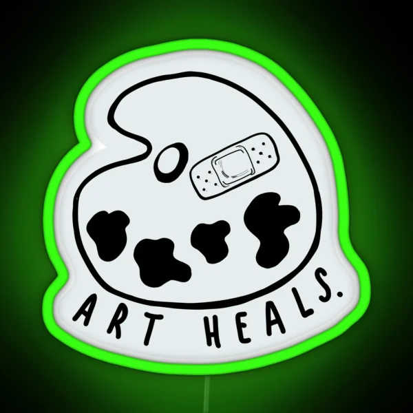 Art Heals Paint Palette Bandage Artist Offwhite Black RGB Neon Sign