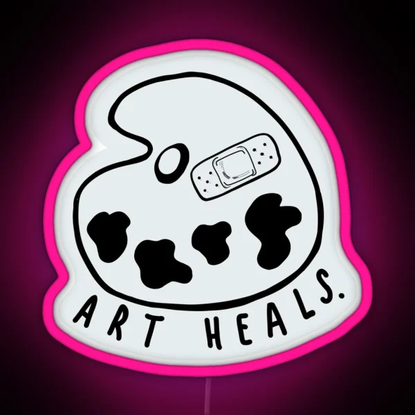 Art Heals Paint Palette Bandage Artist Offwhite Black RGB Neon Sign