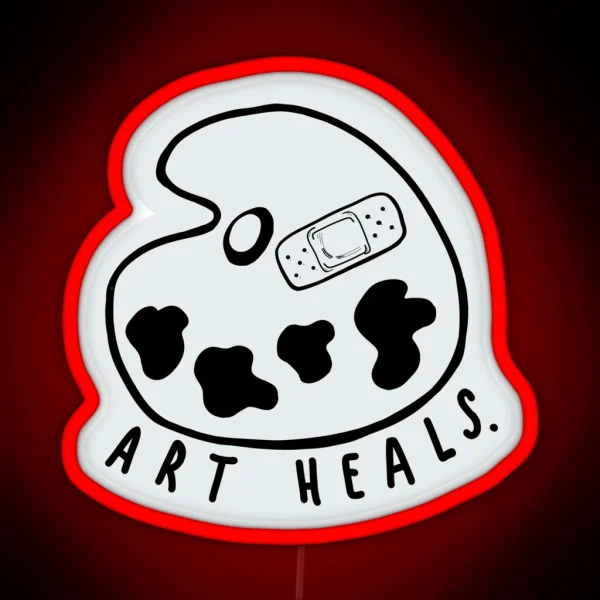 Art Heals Paint Palette Bandage Artist Offwhite Black RGB Neon Sign