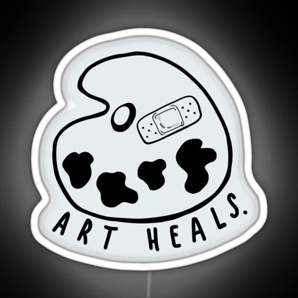 Art Heals Paint Palette Bandage Artist Offwhite Black RGB Neon Sign