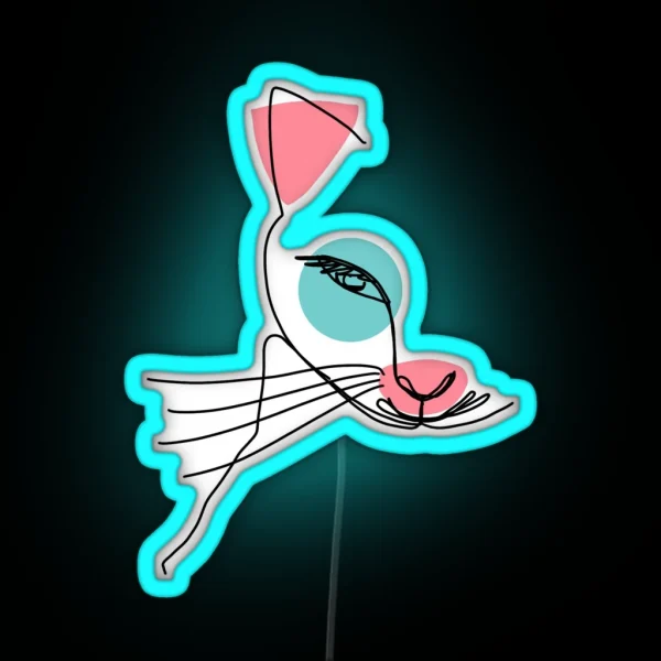 Art Line Of A Cat RGB Neon Sign