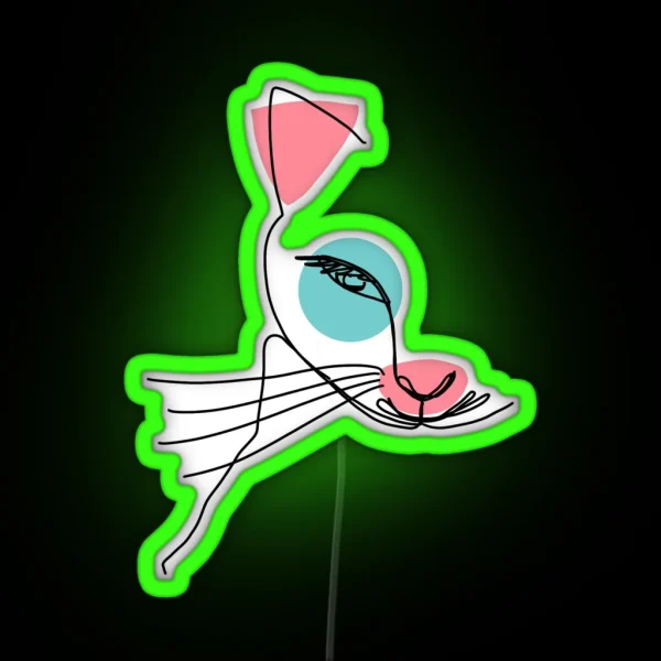 Art Line Of A Cat RGB Neon Sign