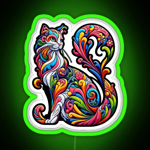 Art Nouveau Cat RGB Neon Sign