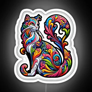 Art Nouveau Cat RGB Neon Sign