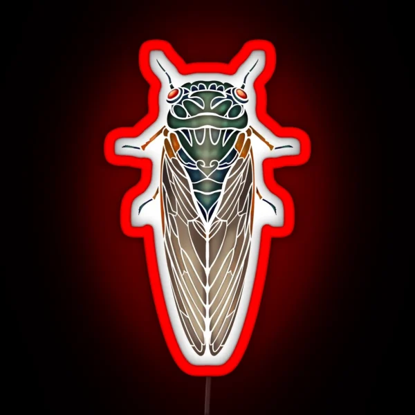 Art Nouveau Cicada White Outline RGB Neon Sign