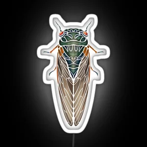 Art Nouveau Cicada White Outline RGB Neon Sign