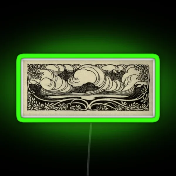 Art Nouveau Mountains RGB Neon Sign