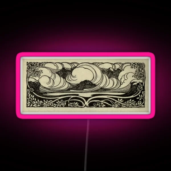 Art Nouveau Mountains RGB Neon Sign