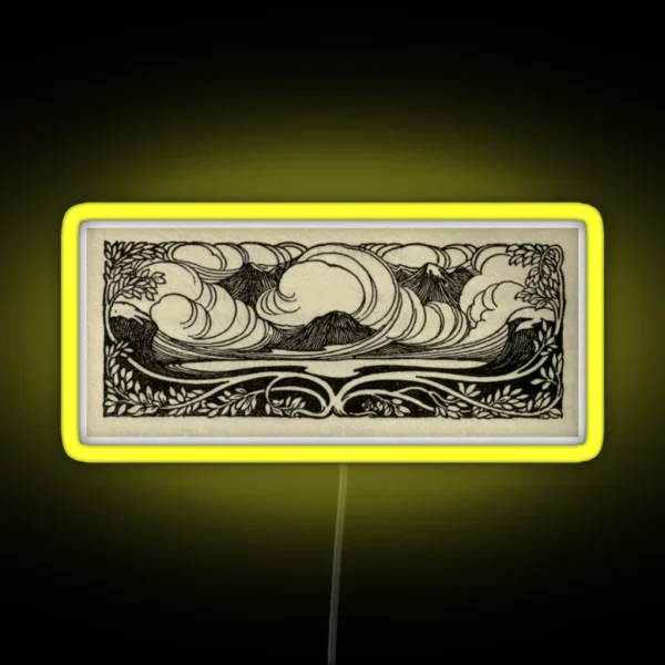 Art Nouveau Mountains RGB Neon Sign