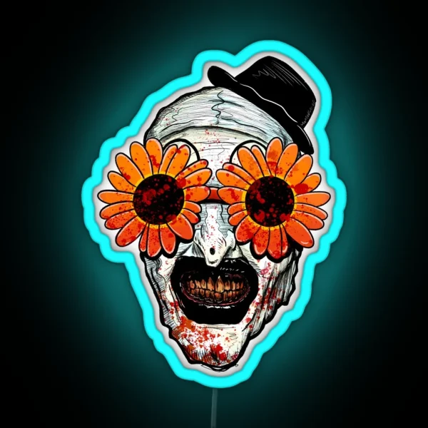 Art The Clown Terrifier 2 Sunflower Sunglasses RGB Neon Sign