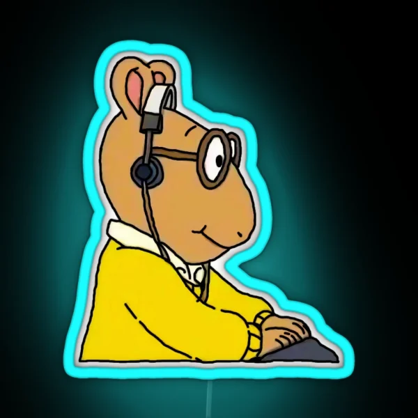 Arthur Headphones Meme RGB Neon Sign