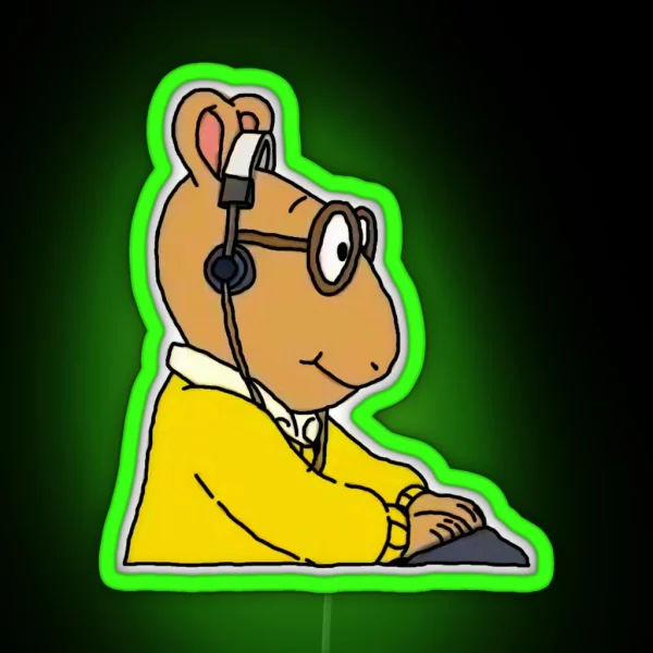 Arthur Headphones Meme RGB Neon Sign