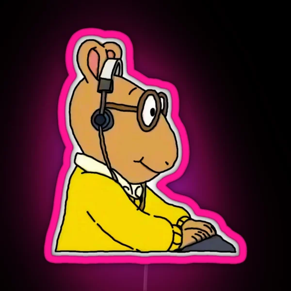 Arthur Headphones Meme RGB Neon Sign