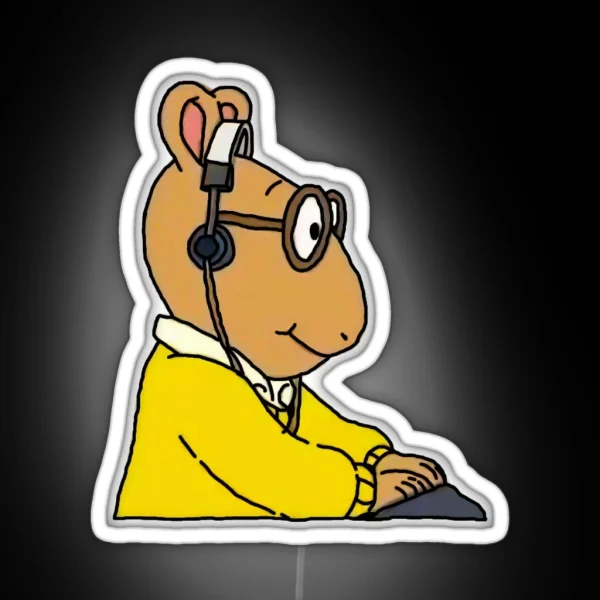 Arthur Headphones Meme RGB Neon Sign