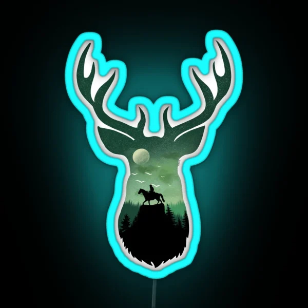 Arthur Morgan Deer Stag Landscape RGB Neon Sign