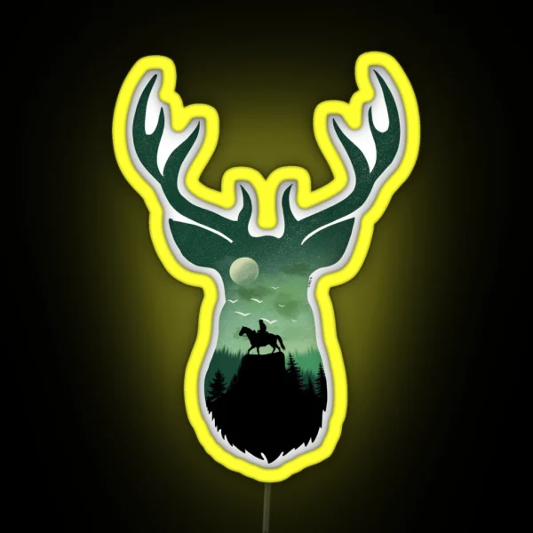 Arthur Morgan Deer Stag Landscape RGB Neon Sign