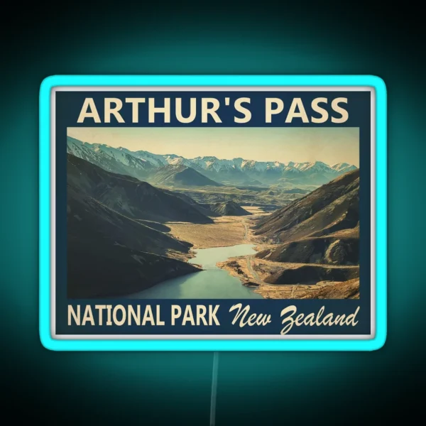 Arthur S Pass National Park New Zealand Vintage RGB Neon Sign