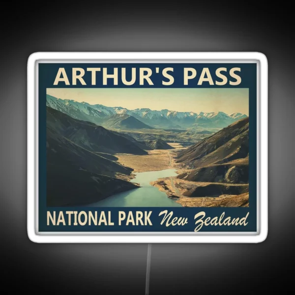 Arthur S Pass National Park New Zealand Vintage RGB Neon Sign