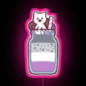 Asexual Pride Smoothie Kitty RGB Neon Sign