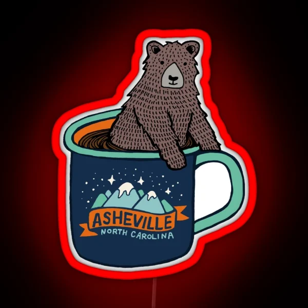 Asheville Bear Cup RGB Neon Sign