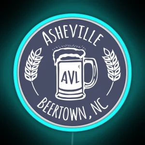 Asheville Beertown NC White On Bluegrey RGB Neon Sign