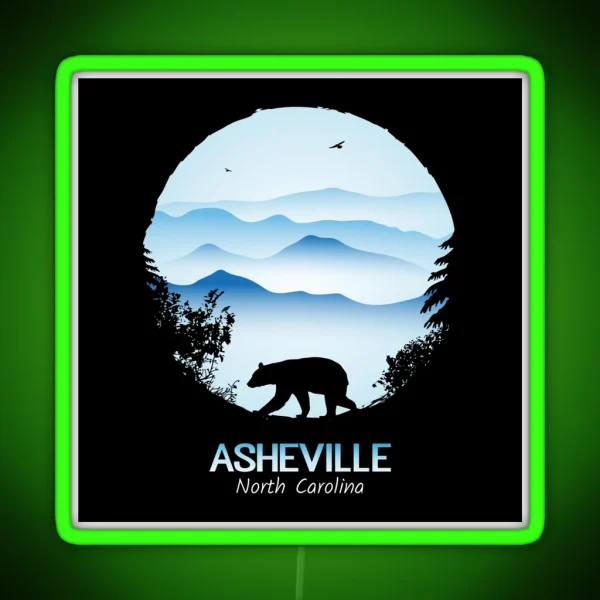 Asheville Blue Ridge Mountains RGB Neon Sign