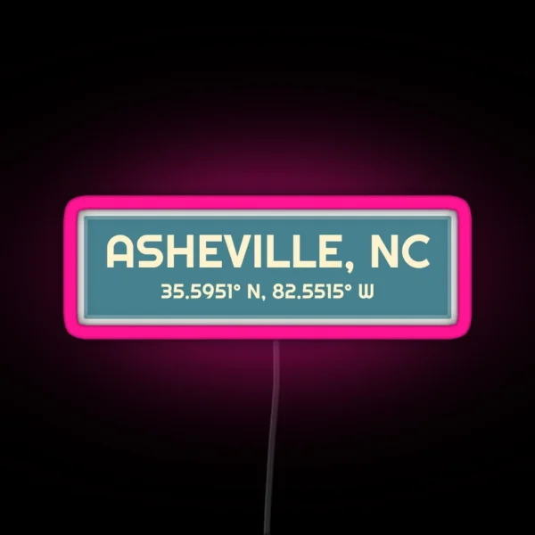 Asheville NC Coordinates Design RGB Neon Sign