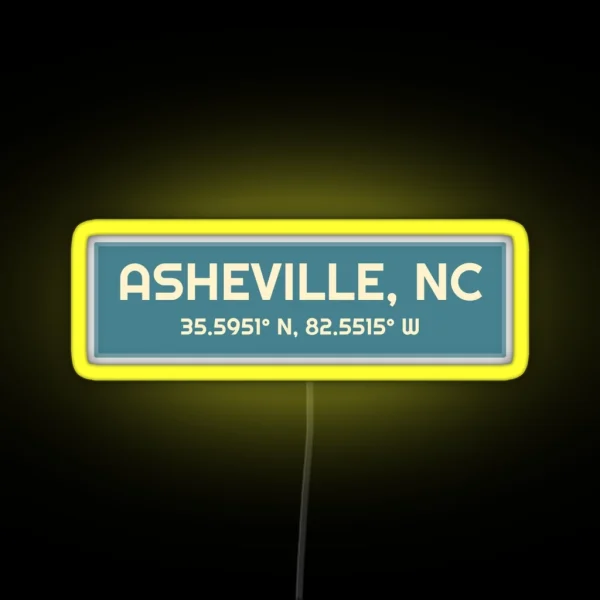 Asheville NC Coordinates Design RGB Neon Sign