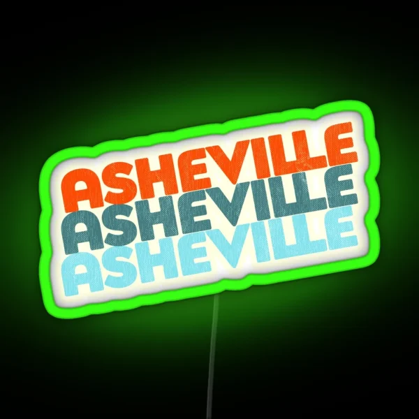 Asheville NC Retro Stack RGB Neon Sign