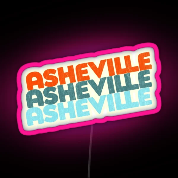 Asheville NC Retro Stack RGB Neon Sign