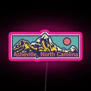 Asheville North Carolina Classic Outdoor Mountain Graphic Apparel RGB Neon Sign