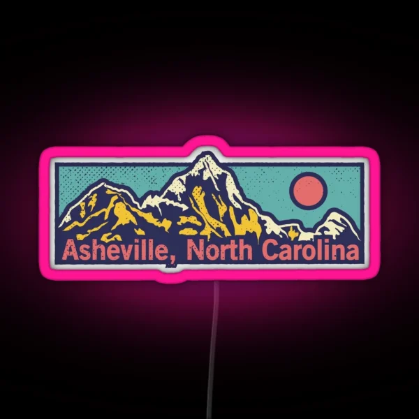 Asheville North Carolina Classic Outdoor Mountain Graphic Apparel RGB Neon Sign