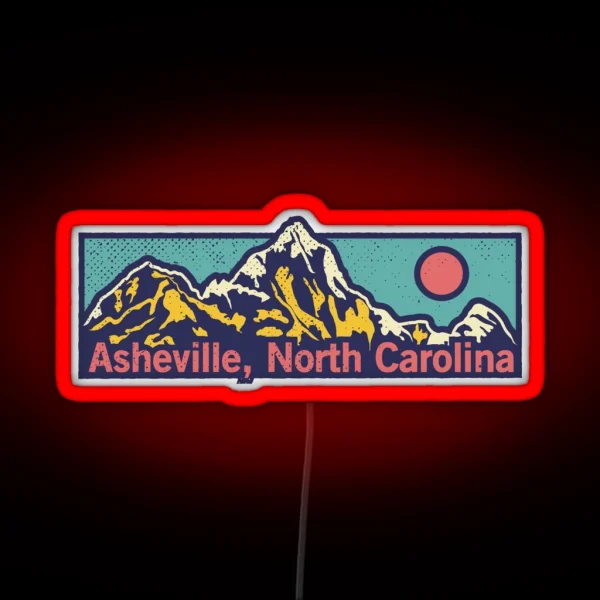 Asheville North Carolina Classic Outdoor Mountain Graphic Apparel RGB Neon Sign