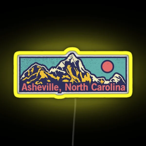 Asheville North Carolina Classic Outdoor Mountain Graphic Apparel RGB Neon Sign