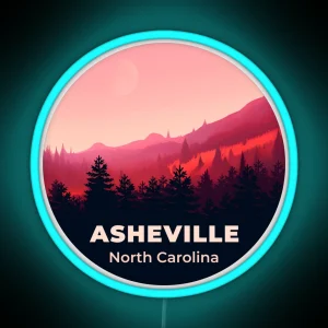 Asheville North Carolina Minimalist Landscape RGB Neon Sign