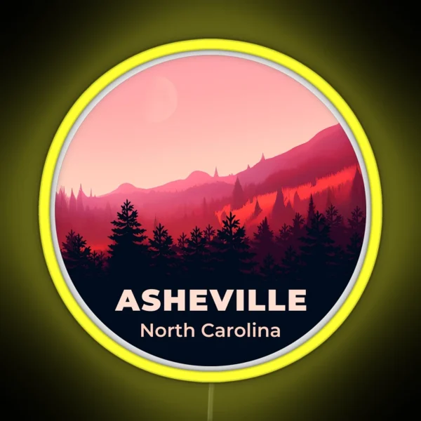 Asheville North Carolina Minimalist Landscape RGB Neon Sign