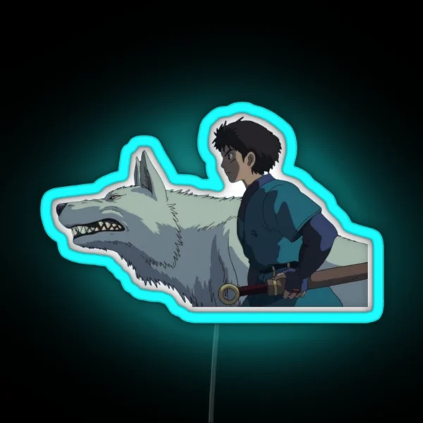 Ashitaka And The Wolf RGB Neon Sign