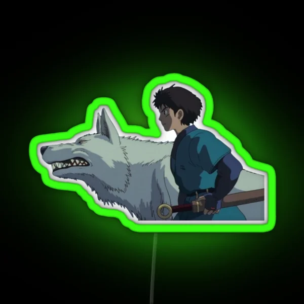 Ashitaka And The Wolf RGB Neon Sign