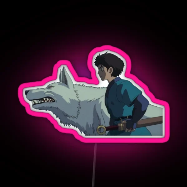 Ashitaka And The Wolf RGB Neon Sign