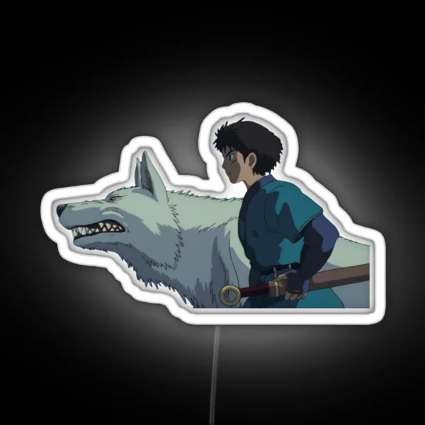 Ashitaka And The Wolf RGB Neon Sign