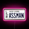 Customizable RGB Neon License Plate Sign with Brightly Colored Letters