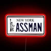 Vintage Neon License Plate 'Ass Man' Sign for Bold Spaces