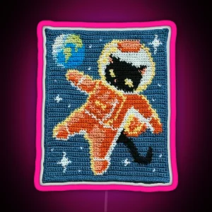 Astro Cat Crochet RGB Neon Sign