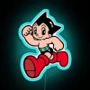 Neon Astroboy RGB lighting decor, retro futuristic bedroom wall art.
