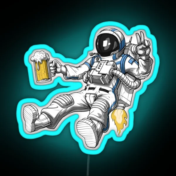 Astronaut Beer Party RGB Neon Sign